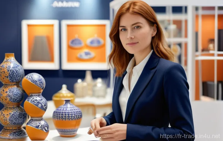 무역 실무 입문자를 위한 강좌 - **Prompt 1: "The Niche Discovery at an International Trade Show"**
    "A dynamic young French femal...