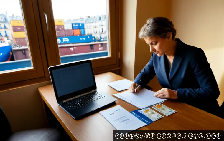 Home 17 무역 실무 지식 업그레이드 방법 - Photorealistic French import-export professional studying international trade practices at a clean h...