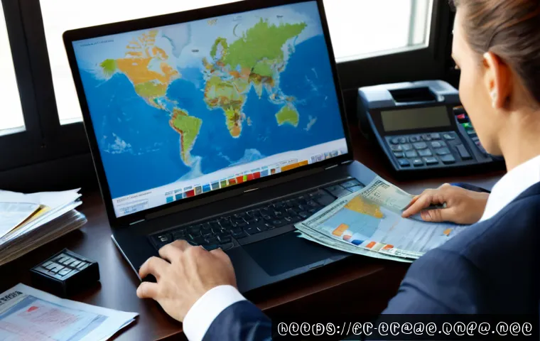 Home 17 무역 실무의 기본부터 심화까지 - Photorealistic international trade workspace in a bright modern French office, an experienced busine...